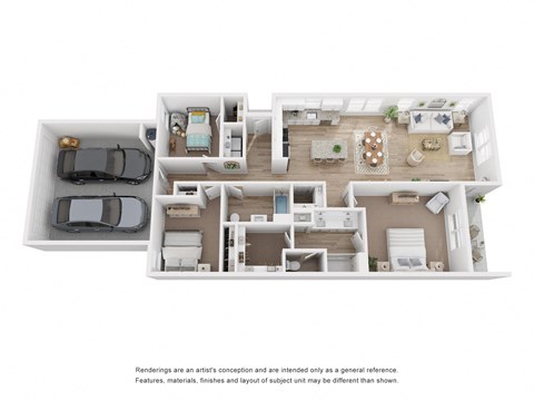 Floor plan for 3 beds, 2 baths, 1535 sqft